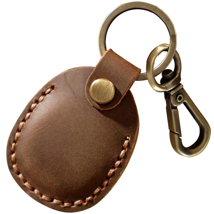 For AirTag Locator Leather Case Access Card with Keychain(Black)