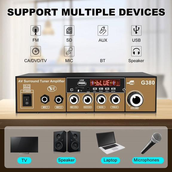Car High-power Bluetooth Plug-in Card Digital Smart Amplifier(EU Plug)