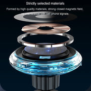 For iPhone Magsafe Magnetic Car Wireless Charger Phone Holder Light Emitting Wireless Charger, Style: Ice Blue Breathe Light