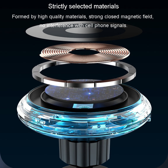 For iPhone Magsafe Magnetic Car Wireless Charger Phone Holder Light Emitting Wireless Charger, Style: Ice Blue Breathe Light