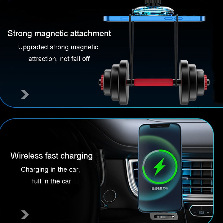 For iPhone Magsafe Magnetic Car Wireless Charger Phone Holder Light Emitting Wireless Charger, Style: Ice Blue Breathe Light