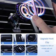 For iPhone Magsafe Magnetic Car Wireless Charger Phone Holder Light Emitting Wireless Charger, Style: Ice Blue Breathe Light