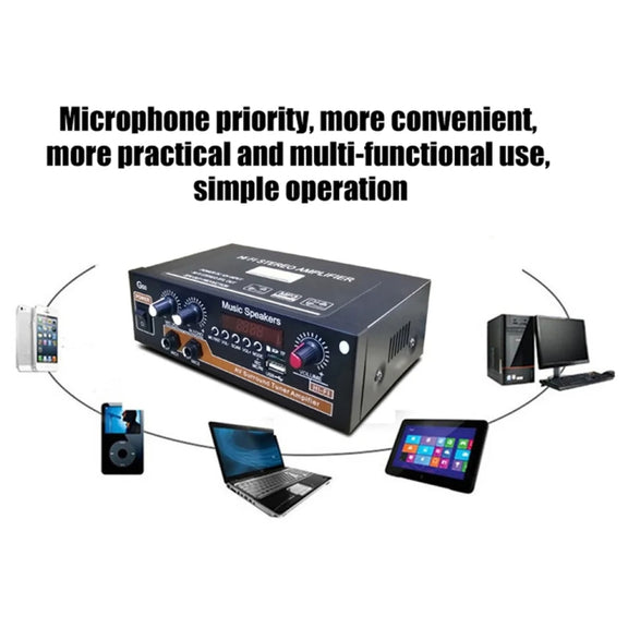 Bluetooth Built-in Recording Microphone USB Flash Drive Digital Dual-purpose Power Amplifier(EU Plug 220V)
