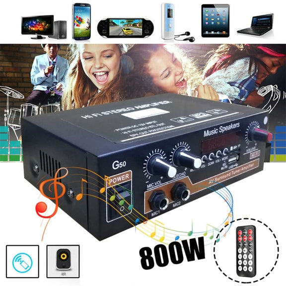 Bluetooth Built-in Recording Microphone USB Flash Drive Digital Dual-purpose Power Amplifier(EU Plug 220V)