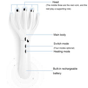 Mini Charging Electric Head Massager Multifunctional Heated Vibration Massage Comb(Pearl White)