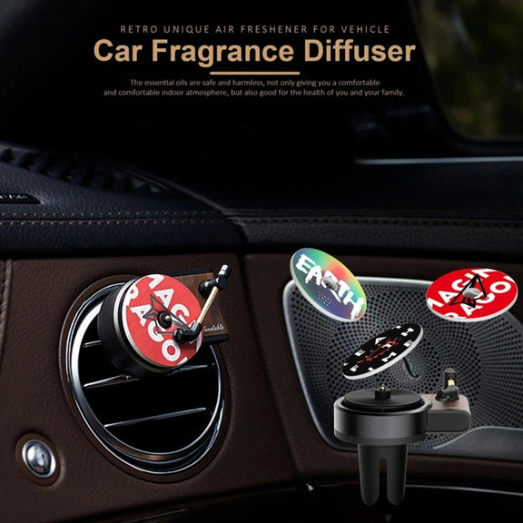Gramophone+3pcs Refill Aroma Car Aroma Diffuser Air Vent Rotating Retro Gramophone Fragrance Diffuser Ornament