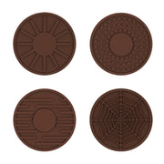 4pcs/set 6.8x0.3cm Car Anti-slip Silicone Water Coaster Storage Interior, Color: Brown