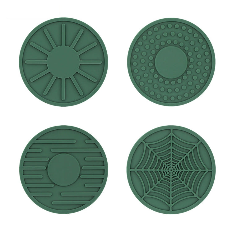 4pcs/set 6.8x0.3cm Car Anti-slip Silicone Water Coaster Storage Interior, Color: Green