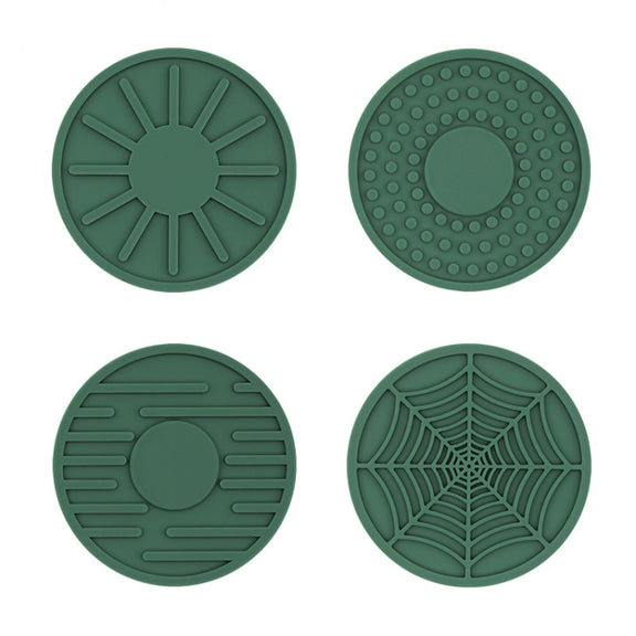 4pcs/set 6.8x0.3cm Car Anti-slip Silicone Water Coaster Storage Interior, Color: Green
