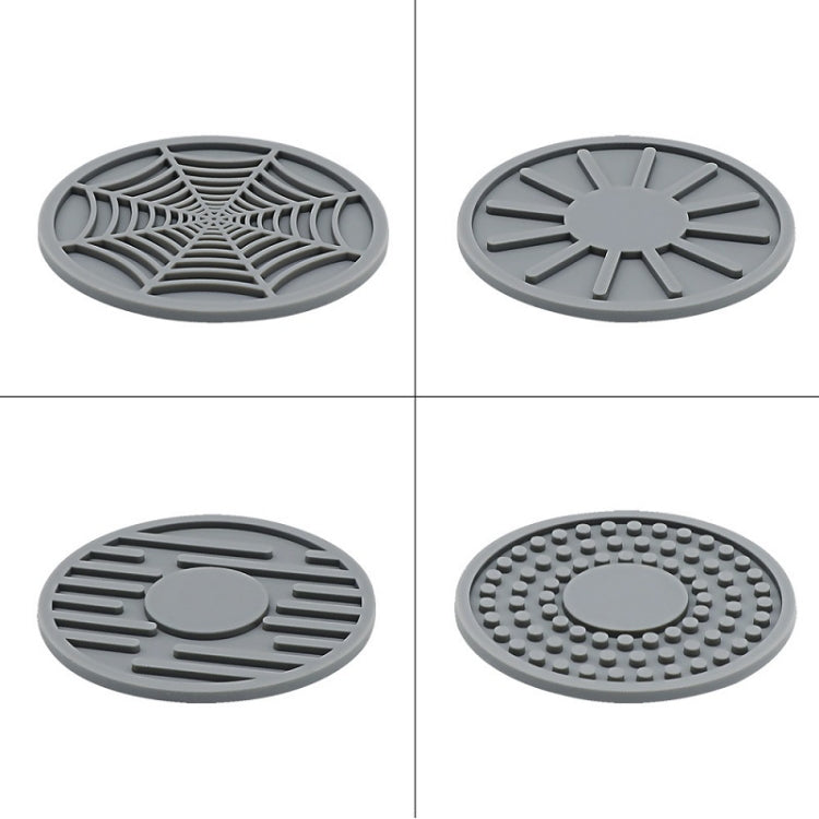 4pcs/set 6.8x0.3cm Car Anti-slip Silicone Water Coaster Storage Interior, Color: Black