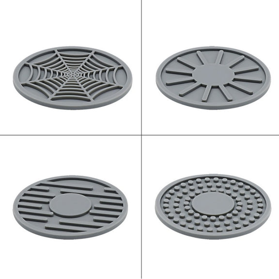 4pcs/set 6.8x0.3cm Car Anti-slip Silicone Water Coaster Storage Interior, Color: Black