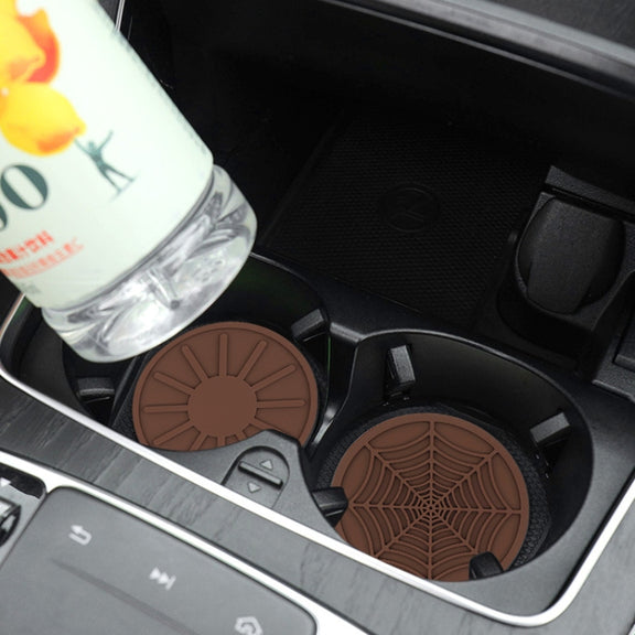4pcs/set 6.8x0.3cm Car Anti-slip Silicone Water Coaster Storage Interior, Color: Wine Red