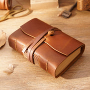 Genuine Leather Retro Notebook Diary Thickened Sketchbook Notepad(Crazy Horse Brown)