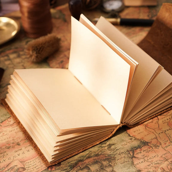 Genuine Leather Retro Notebook Diary Thickened Sketchbook Notepad(Crazy Horse Brown)