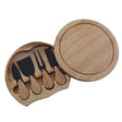 4pcs /Set Round Oak Box Cheese Knife Spatula Stainless Steel Cheese Tools Cutlery, Color: Black - Baking Pastry Tools by PMC TechLife | Online Shopping South Africa | PMC TechLife