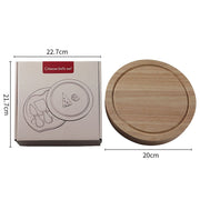 4pcs /Set Round Oak Box Cheese Knife Spatula Stainless Steel Cheese Tools Cutlery, Color: Gold