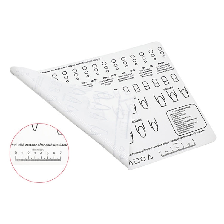 40x30x0.06cm Silicone Manicure Pads Palette Practice Table Mats(White)