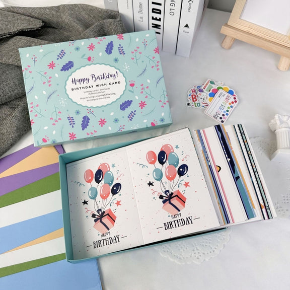 50pcs /Set Happy Birthday Greeting Card With Envelopes And Stickers Set