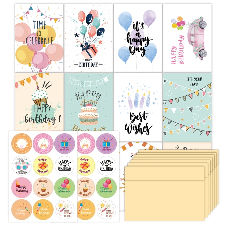 24pcs /Set Happy Birthday Greeting Card With Envelopes And Stickers Set(KP002)