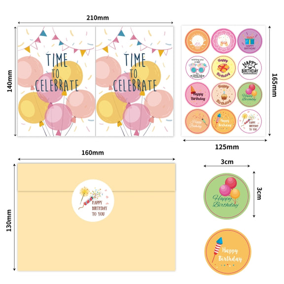 24pcs /Set Happy Birthday Greeting Card With Envelopes And Stickers Set(KP002)