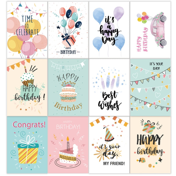 24pcs /Set Happy Birthday Greeting Card With Envelopes And Stickers Set(KP002)