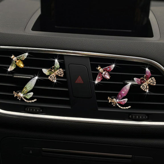 3pcs/set Metal Butterfly Dragonfly Bee Car Air Vent Aromatherapy Decorative Clip(Blue)