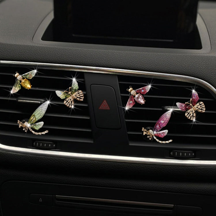 3pcs/set Metal Butterfly Dragonfly Bee Car Air Vent Aromatherapy Decorative Clip(Green)