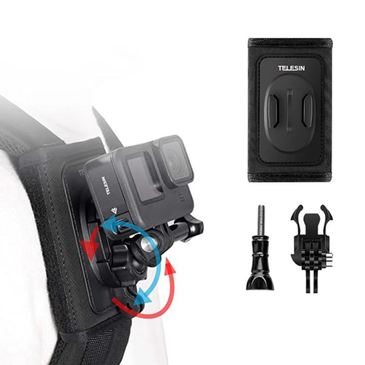 TELESIN Backpack Shoulder Strap Bracket Mount for GoPro Hero / Insta360 /  SJCAM / DJI Action Accessories, Spec: Set B