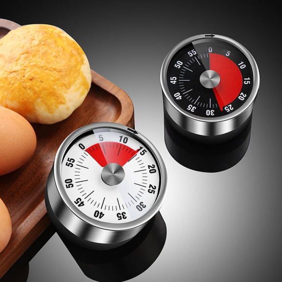 Kitchen Stainless Steel Mechanical Timer Student Time Management Reminder Baking Alarm Clock(Black)