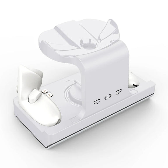For Meta Quest 3 Headset Charging Base with Dazzle Lights VR Grip Charging Stand(White)