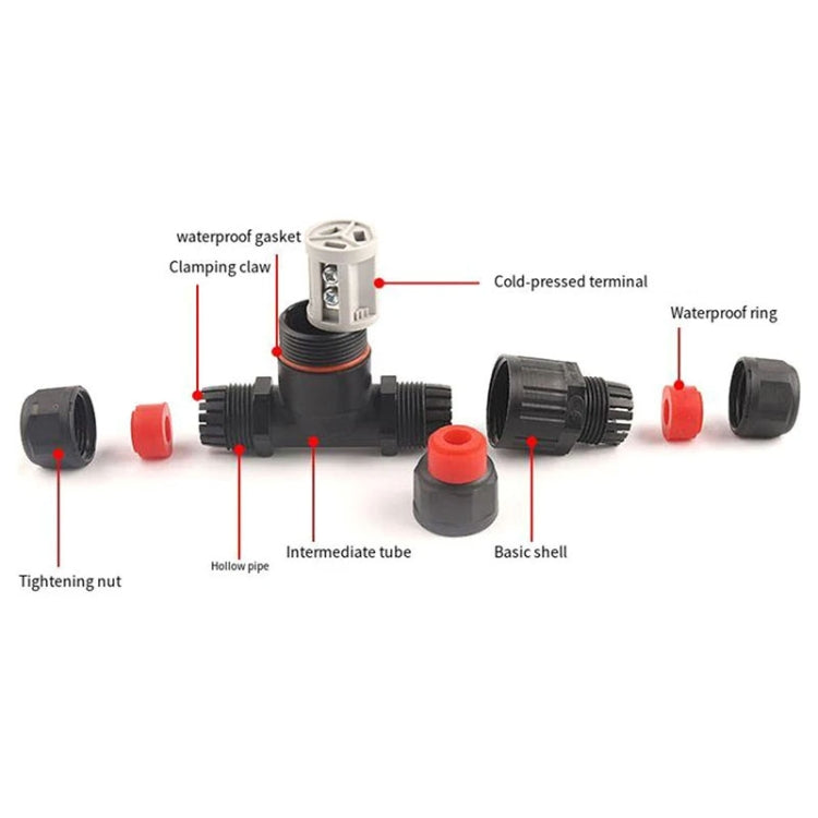 Outdoor T-Wire Terminal Block Three Pole Male And Female Docking Water-resistant Connector(Black)