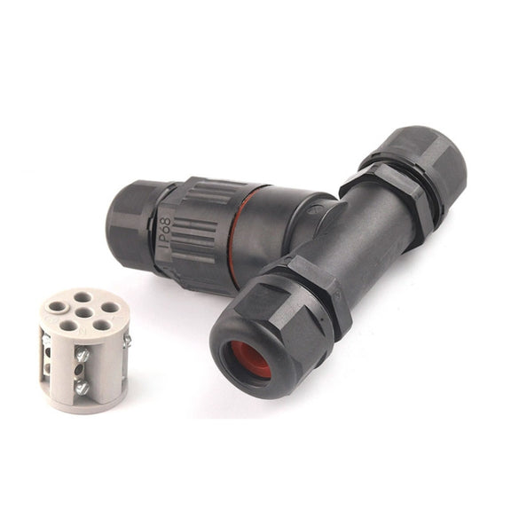 Outdoor T-Wire Terminal Block Five Pole Male And Female Docking Water-resistant Connector(Black)
