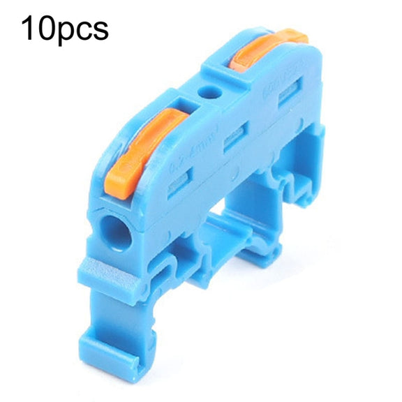 10pcs Guide Rail Type Replacement UK Quick Terminal Block 1 Input 1 Output(Blue)