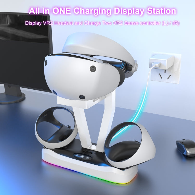 JYS-P5155 For PlayStation VR 2 Magnetic Charging Base With RGB Light VR Glasses Storage Rack Game Accessories