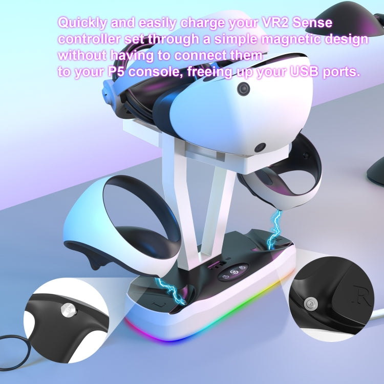 JYS-P5155 For PlayStation VR 2 Magnetic Charging Base With RGB Light VR Glasses Storage Rack Game Accessories