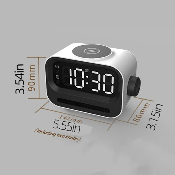 15W 3-In-1 Ambient Light Digital Display Clock Bluetooth Speaker Magnetic Wireless Charger(White)