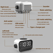 15W 3-In-1 Ambient Light Digital Display Clock Bluetooth Speaker Magnetic Wireless Charger(Black)