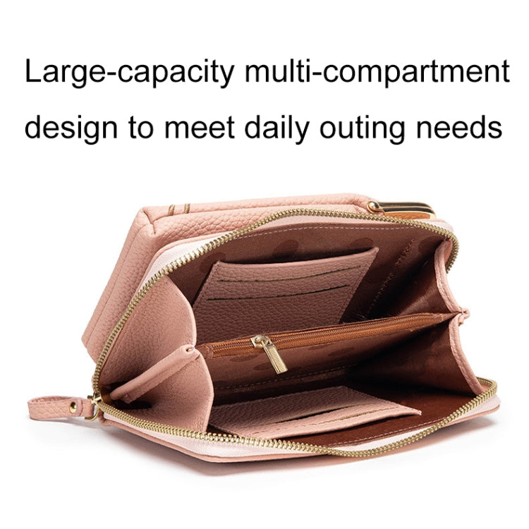 Mini Embroidered Single-shoulder Phone Bag Crossbody Long Ladies Wallet, Color: Gray