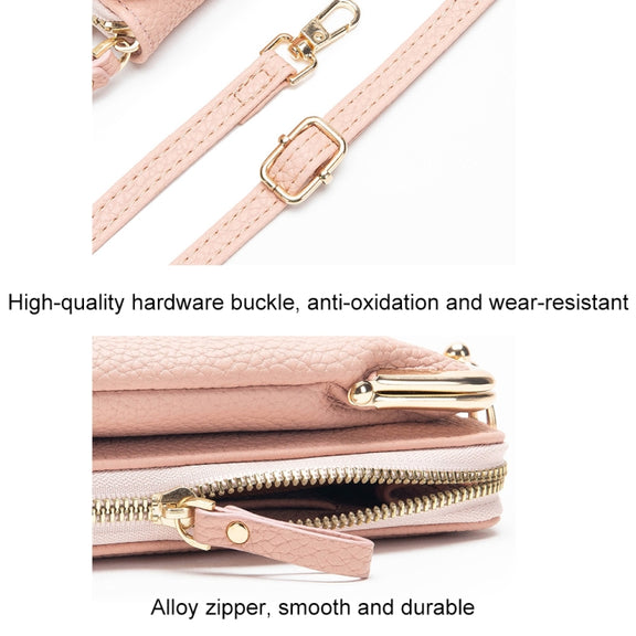 Mini Embroidered Single-shoulder Phone Bag Crossbody Long Ladies Wallet, Color: Gray