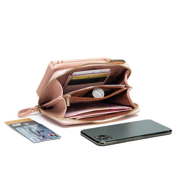 Mini Embroidered Single-shoulder Phone Bag Crossbody Long Ladies Wallet, Color: Gray