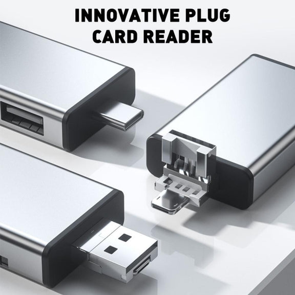 7 in 1 OTG SD Card Reader USB Type-C Adapter TF SD SIM PIN Storage Box(Black)