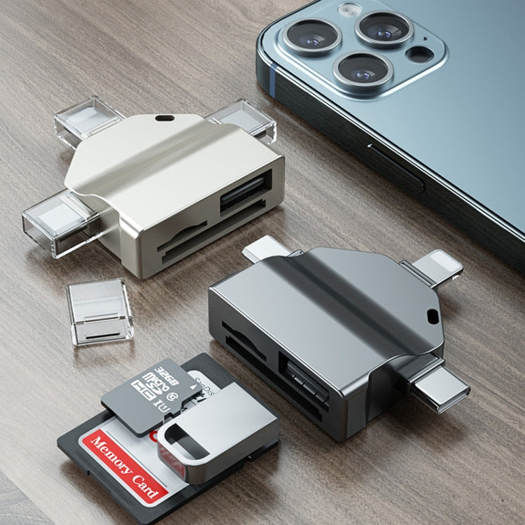 7 In 1 Multi-function OTG Card Reader for iPhone / Android Phone / Huawei / Laptops(Silver Gray)