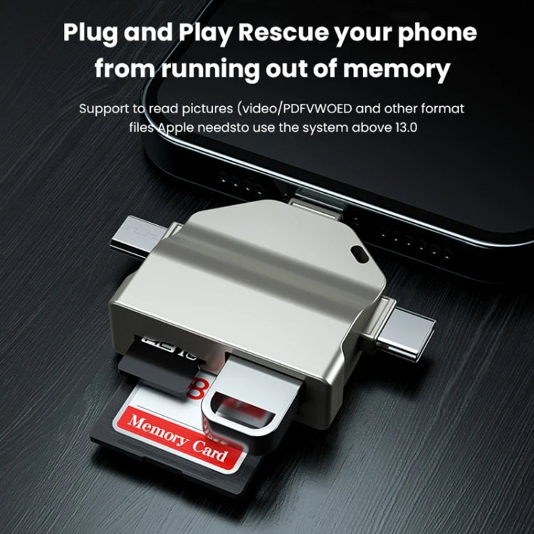 7 In 1 Multi-function OTG Card Reader for iPhone / Android Phone / Huawei / Laptops(Silver Gray)