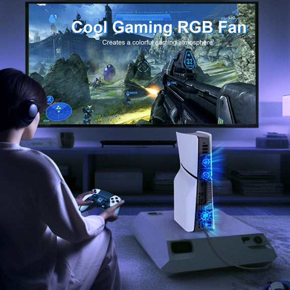 JYS-P5175 For PS5 Slim Host Optical Drive / Digital Version Universal With RGB Colorful Light Cooling Fan