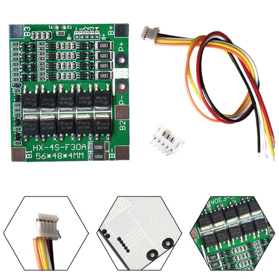 4 S 14.8V / 12.8V 30A Lithium Battery Protective Plate With Equalizer Lithium Iron Phosphate Battery Protection Board(3.2V LiFePO4)