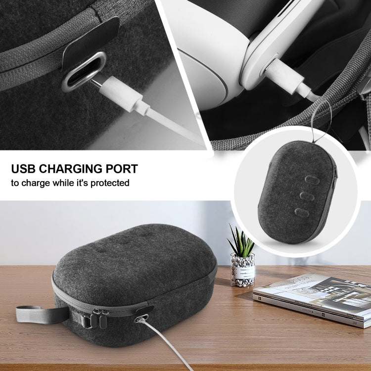 JYS-MQ018 For Apple Vision Pro / Meta Quest 3 VR Glasses Storage Bag Anti-fall and Anti-scrape Portable Bag(Black)