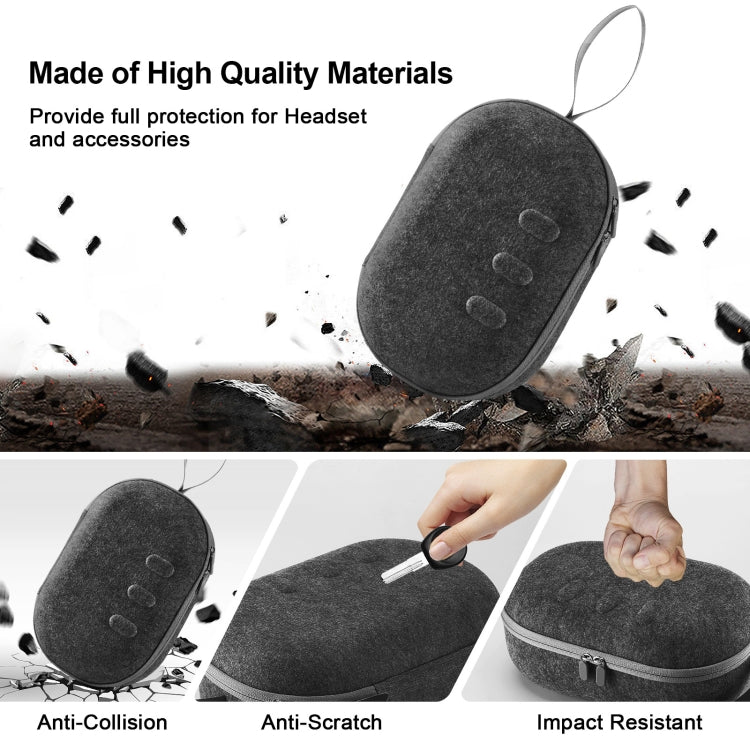JYS-MQ018 For Apple Vision Pro / Meta Quest 3 VR Glasses Storage Bag Anti-fall and Anti-scrape Portable Bag(Black)