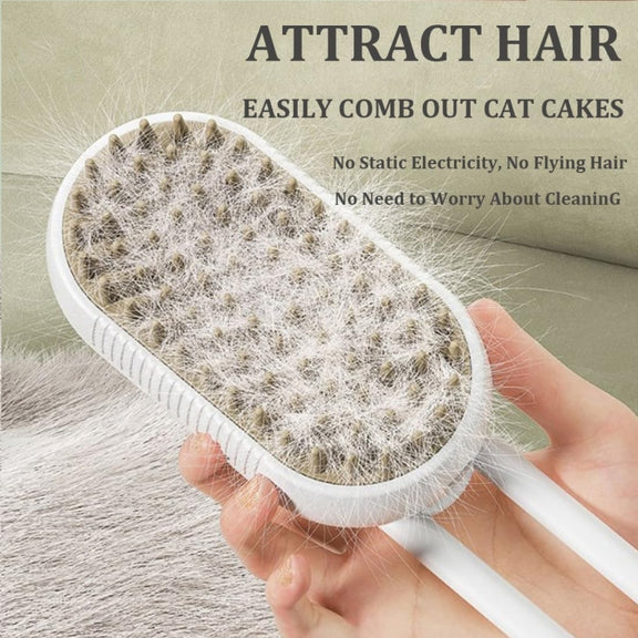 Pet Electric Spray Comb Rechargeable Cat Steamy Grooming Brush Cleaning Tool(White)