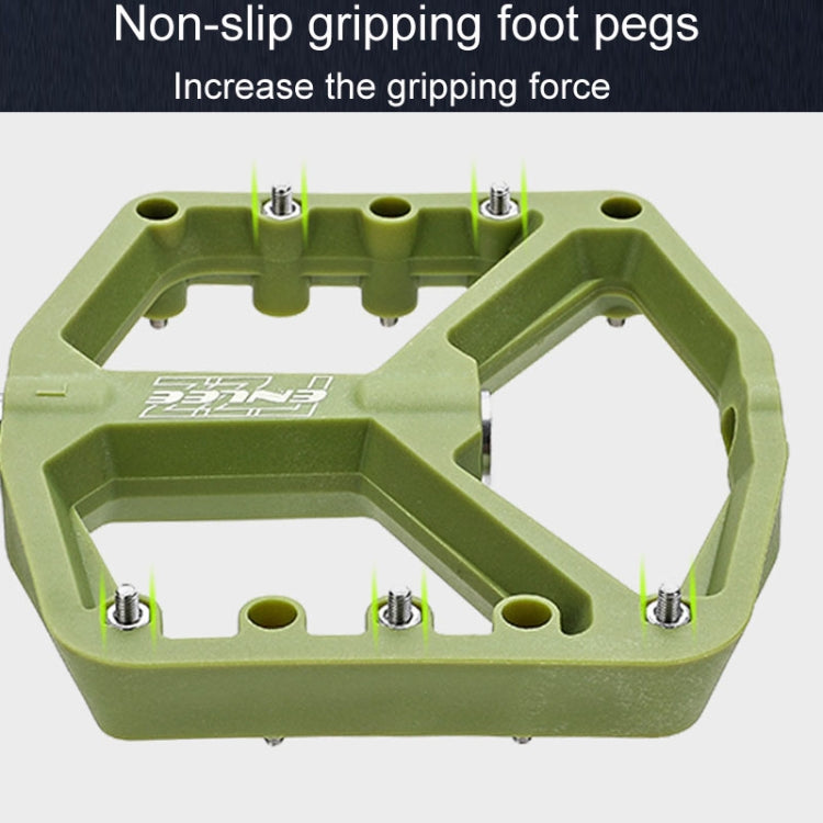 ENLEE F228 1pair Bicycle Nylon Pedals Mountain Bike Widened Riding Footrests(Olive Green)