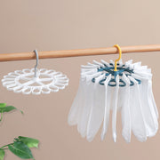 360 Degree Rotatable Sock Hanger With 20 Clips Round Laundry Drying Rack(White)